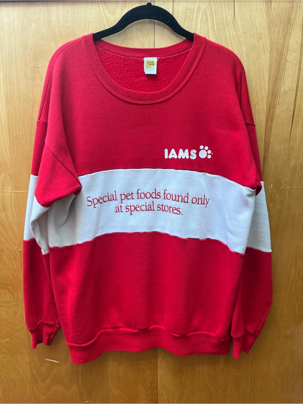 Vintage 80s Velva Sheen IAMS Promo Sweatshirt - Red/White XL